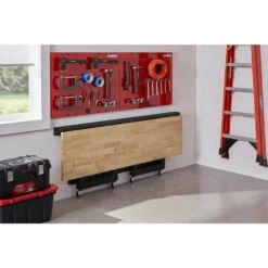Husky Ready-To-Assemble 6 Ft. Folding Adjustable Height Solid Wood Top Workbench In Black -Husky Shop husky workbenches g7200fw us 77 1000