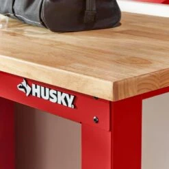 Husky Ready To Assemble 72 In. W X 24 In. D Adjustable Height Red Workbench With Solid Wood Top -Husky Shop husky workbenches g7200sr us 1d 1000
