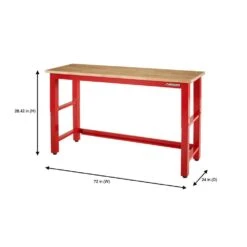 Husky Ready To Assemble 72 In. W X 24 In. D Adjustable Height Red Workbench With Solid Wood Top -Husky Shop husky workbenches g7200sr us a0 1000