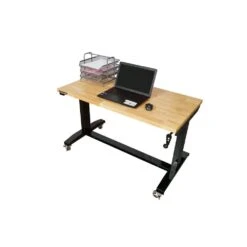 Husky 46 In. W X 24 In. DAdjustable Height Black Workbench Table With Solid Wood Top -Husky Shop husky workbenches holt46xdb12 1d 1000