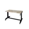 Husky 46 In. W X 24 In. DAdjustable Height Black Workbench Table With Solid Wood Top