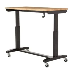 Husky 46 In. W X 24 In. DAdjustable Height Black Workbench Table With Solid Wood Top -Husky Shop husky workbenches holt46xdb12 66 1000