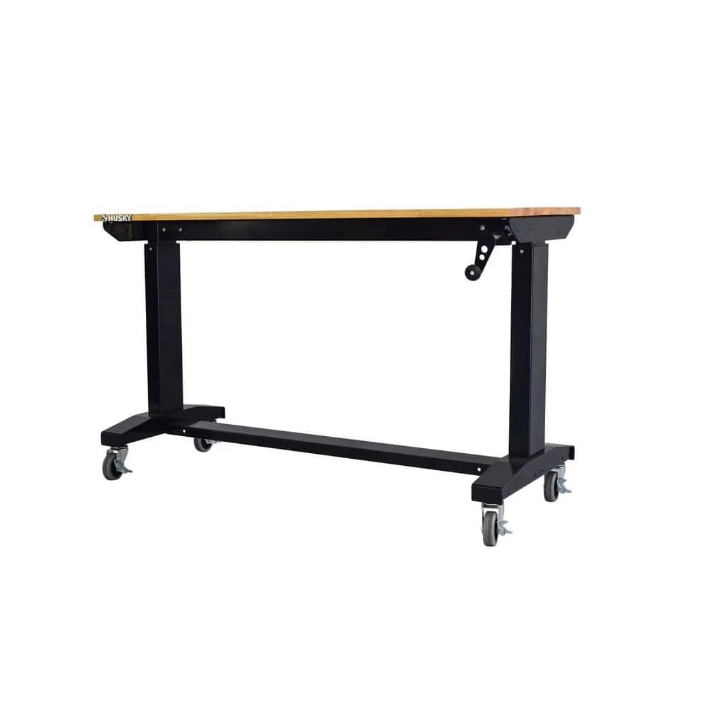 Husky 46 In. Wide X 18 In. Deep Adjustable Height Work Table With Wood Top, Gloss Black 3 Husky 46 In. Wide X 18 In. Deep Adjustable Height Work Table With Wood Top, Gloss Black - Image 3