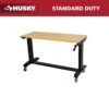 Husky 46 In. Wide X 18 In. Deep Adjustable Height Work Table With Wood Top, Gloss Black