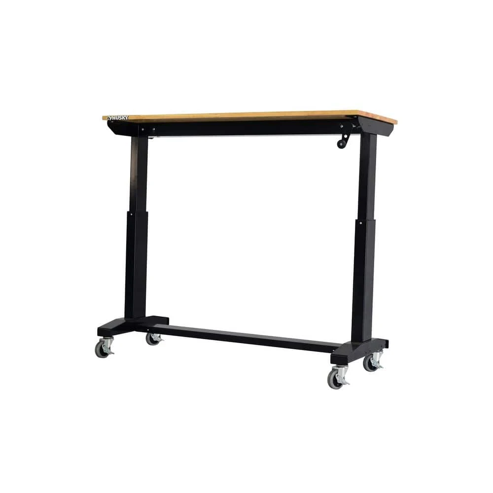 Husky 46 In. Wide X 18 In. Deep Adjustable Height Work Table With Wood Top, Gloss Black 2 Husky 46 In. Wide X 18 In. Deep Adjustable Height Work Table With Wood Top, Gloss Black - Image 2