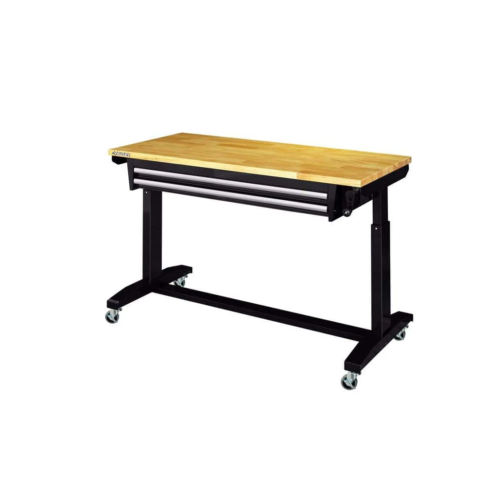Husky 52 In. W X 24 In. D 2-Drawer Adjustable Height Blaxk Work Table With Solid Wood Top 10 Husky 52 In. W X 24 In. D 2-Drawer Adjustable Height Blaxk Work Table With Solid Wood Top - Image 10