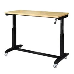 Husky 52 In. W X 24 In. D Adjustable Height Solid Wood Top Workbench Table In Black 16 Husky 52 In. W X 24 In. D Adjustable Height Solid Wood Top Workbench Table In Black -Husky Shop husky workbenches holt52xdb12 66 1000