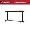 Husky 72 In. W X 24 In. D Adjustable Height Black Worktable With Solid Wood Top