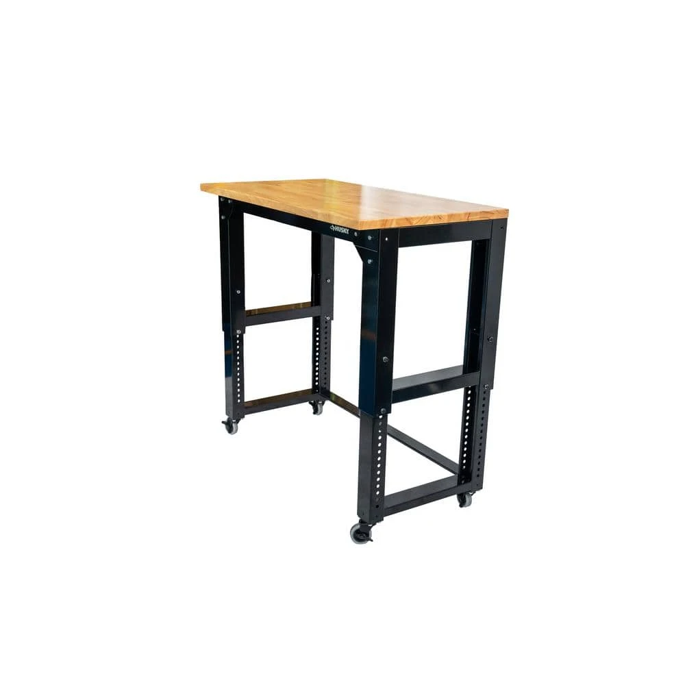 Husky 46 In. W X 24 In. Deep Adjustable Height Work Table With Solid Wood Top, Gloss Black 5 Husky 46 In. W X 24 In. Deep Adjustable Height Work Table With Solid Wood Top, Gloss Black - Image 5