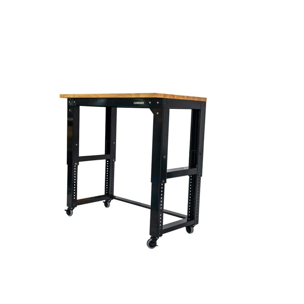 Husky 46 In. W X 24 In. Deep Adjustable Height Work Table With Solid Wood Top, Gloss Black 12 Husky 46 In. W X 24 In. Deep Adjustable Height Work Table With Solid Wood Top, Gloss Black - Image 12