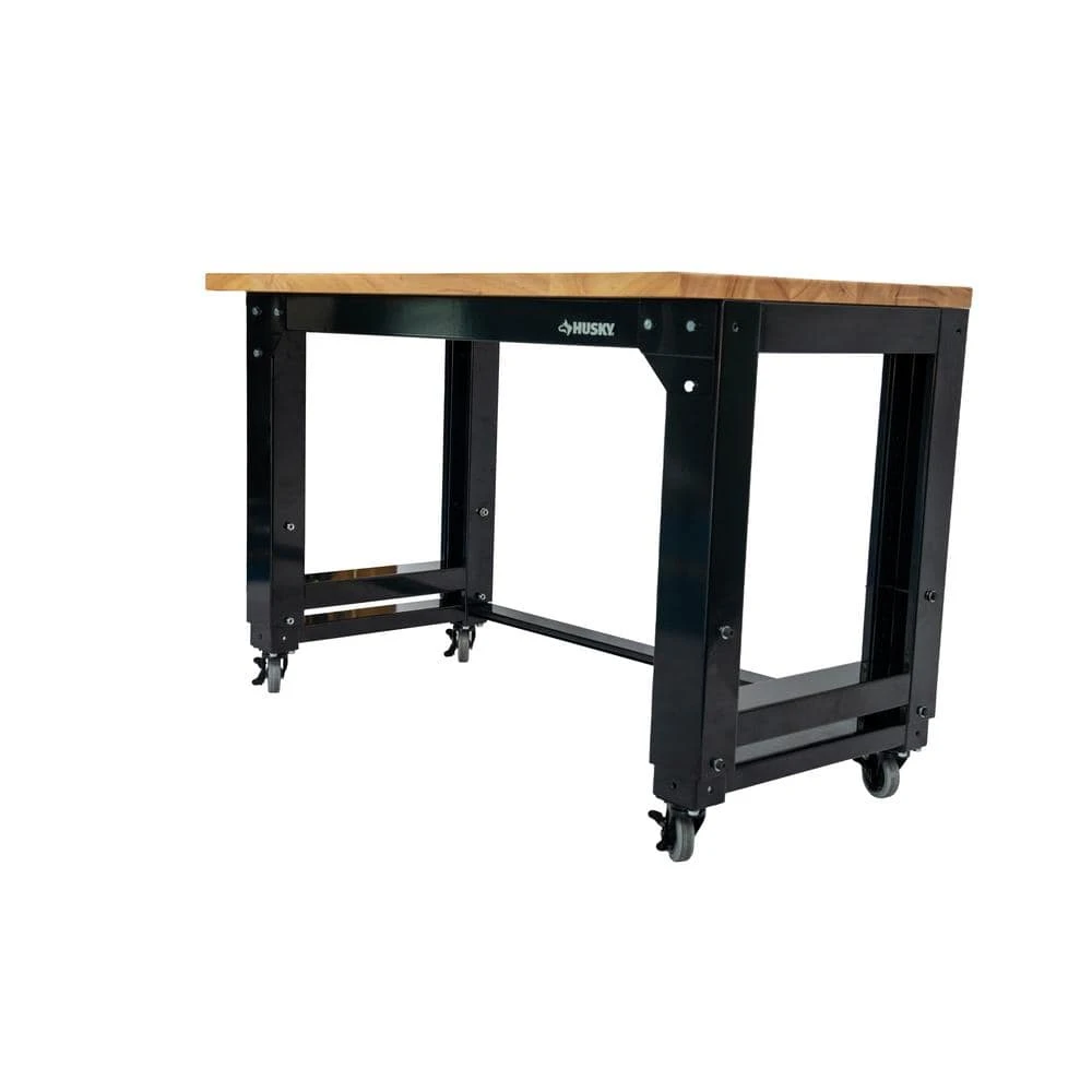 Husky 46 In. W X 24 In. Deep Adjustable Height Work Table With Solid Wood Top, Gloss Black 7 Husky 46 In. W X 24 In. Deep Adjustable Height Work Table With Solid Wood Top, Gloss Black - Image 7