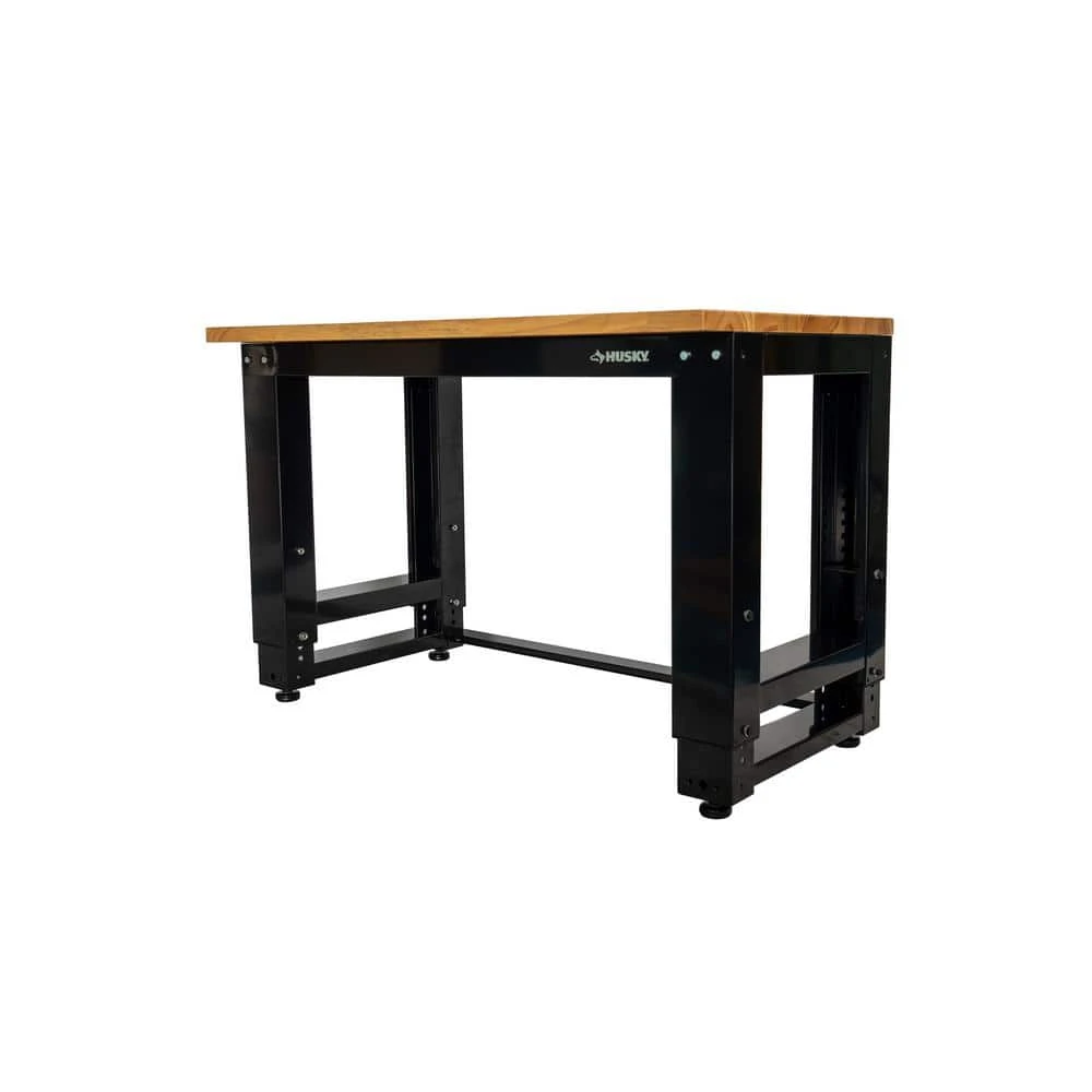 Husky 46 In. W X 24 In. Deep Adjustable Height Work Table With Solid Wood Top, Gloss Black 2 Husky 46 In. W X 24 In. Deep Adjustable Height Work Table With Solid Wood Top, Gloss Black - Image 2