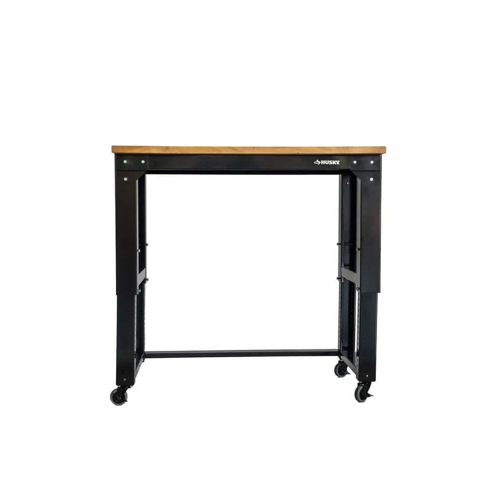 Husky 46 In. W X 24 In. Deep Adjustable Height Work Table With Solid Wood Top, Gloss Black 11 Husky 46 In. W X 24 In. Deep Adjustable Height Work Table With Solid Wood Top, Gloss Black - Image 11