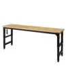 Husky 96 In. W X 23 In. D Adjustable Height Extra Wide Heavy Duty Black Workbench With Solid Wood Top