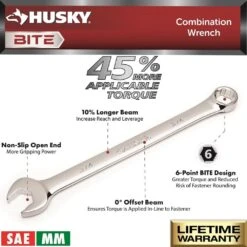 Husky BITE SAE And Metric Combination Wrench Set (20-Piece) -Husky Shop husky wrench sets hbcw20xlsmcb 66 1000