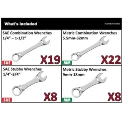 Husky Combination And Stubby Wrench Set (57-Pieces) -Husky Shop husky wrench sets hcombowr57bas 66 1000