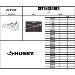 Husky Master Metric Combo Wrench Set (22-Piece) -Husky Shop husky wrench sets hcwmmms d4 1000