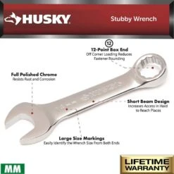 Husky Stubby MM Combination Wrench Set (7-Piece) -Husky Shop husky wrench sets hstw7pcmmn 05 40 1000