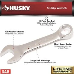 Husky Stubby SAE Combination Wrench Set (7-Piece) -Husky Shop husky wrench sets hstw7pcsaen 05 40 1000