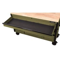 Husky Heavy Duty 61 In. W X 23 In. D 15-Drawer Matte Army Green Mobile Workbench Cabinet With Solid Wood Top -Husky Shop matte army green husky mobile workbenches h61mwc15hdarmy tl c3 1000