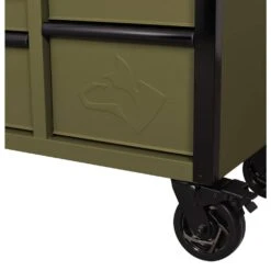 Husky Heavy Duty 61 In. W X 23 In. D 15-Drawer Matte Army Green Mobile Workbench Cabinet With Solid Wood Top -Husky Shop matte army green husky mobile workbenches h61mwc15hdarmy tl fa 1000