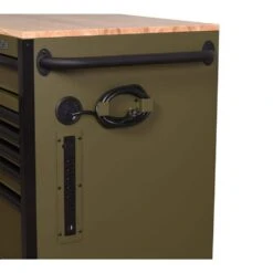 Husky Limited Edition 52 In. X 24.5 In. D 10-Drawer Army Green Mobile Workbench With Solid Wood Top -Husky Shop matte army green husky tool cabinets h52mwc10army c3 1000
