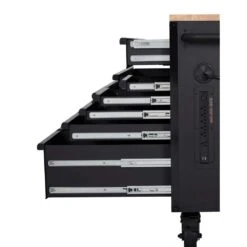 Husky 56 In. W X 27.6 In. D 10-Drawer Matte Black Heavy-Duty Mobile Workbench With Pegboard And Top Cabinets -Husky Shop matte black husky mobile workbenches h56ultwsmb 1d 1000