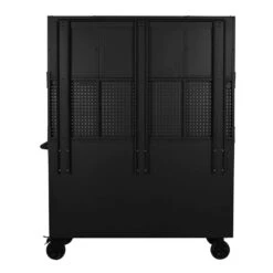 Husky 56 In. W X 27.6 In. D 10-Drawer Matte Black Heavy-Duty Mobile Workbench With Pegboard And Top Cabinets -Husky Shop matte black husky mobile workbenches h56ultwsmb 66 1000