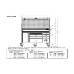 Husky 61 In. W X 26 In. D Heavy Duty 10-Drawer 1-Door Mobile Workbench With Hardwood Top, Pegboard And Shelf In Matte Black -Husky Shop matte black husky mobile workbenches hotc6110bb1m d4 1000