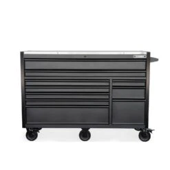 Husky Modular Tool Storage 62 In. W X 24 In. D Heavy Duty Matte Black Mobile Workbench Cabinet With Stainless Steel Top -Husky Shop matte black husky mobile workbenches hotc6210bb1d 1f 1000