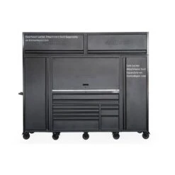 Husky Modular Tool Storage 62 In. W X 24 In. D Heavy Duty Matte Black Mobile Workbench Cabinet With Stainless Steel Top -Husky Shop matte black husky mobile workbenches hotc6210bb1d a0 1000