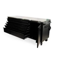 Husky 84 In. W X 24 In. D 9-Drawer Heavy-Duty Mobile Workbench With Stainless Steel Top In Matte Black -Husky Shop matte black husky mobile workbenches hotc8409bb1m c3 1000