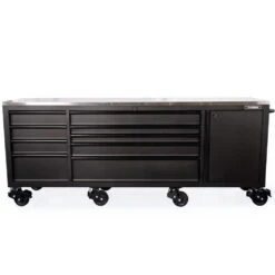 Husky 96 In. W X 24 In. D 9-Drawer Heavy-Duty Mobile Workbench With Stainless Steel Top In Matte Black -Husky Shop matte black husky mobile workbenches hotc9609bb1m 4f 1000