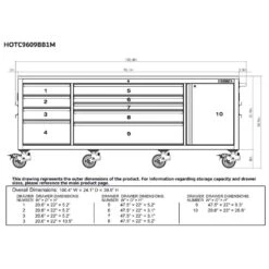 Husky 96 In. W X 24 In. D 9-Drawer Heavy-Duty Mobile Workbench With Stainless Steel Top In Matte Black -Husky Shop matte black husky mobile workbenches hotc9609bb1m a0 1000