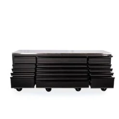 Husky 96 In. W X 24 In. D 16-Drawer Heavy-Duty Mobile Workbench With Stainless Steel Top In Matte Black -Husky Shop matte black husky mobile workbenches hotc9616bb1m 44 1000