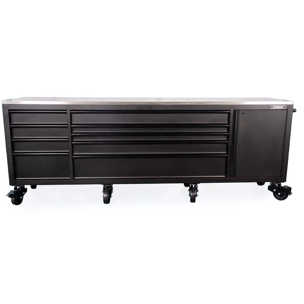Husky 108 In. W X 24 In. D 9-Drawer Heavy-Duty Mobile Workbench With Stainless Steel Top In Matte Black 8 Husky 108 In. W X 24 In. D 9-Drawer Heavy-Duty Mobile Workbench With Stainless Steel Top In Matte Black - Image 8