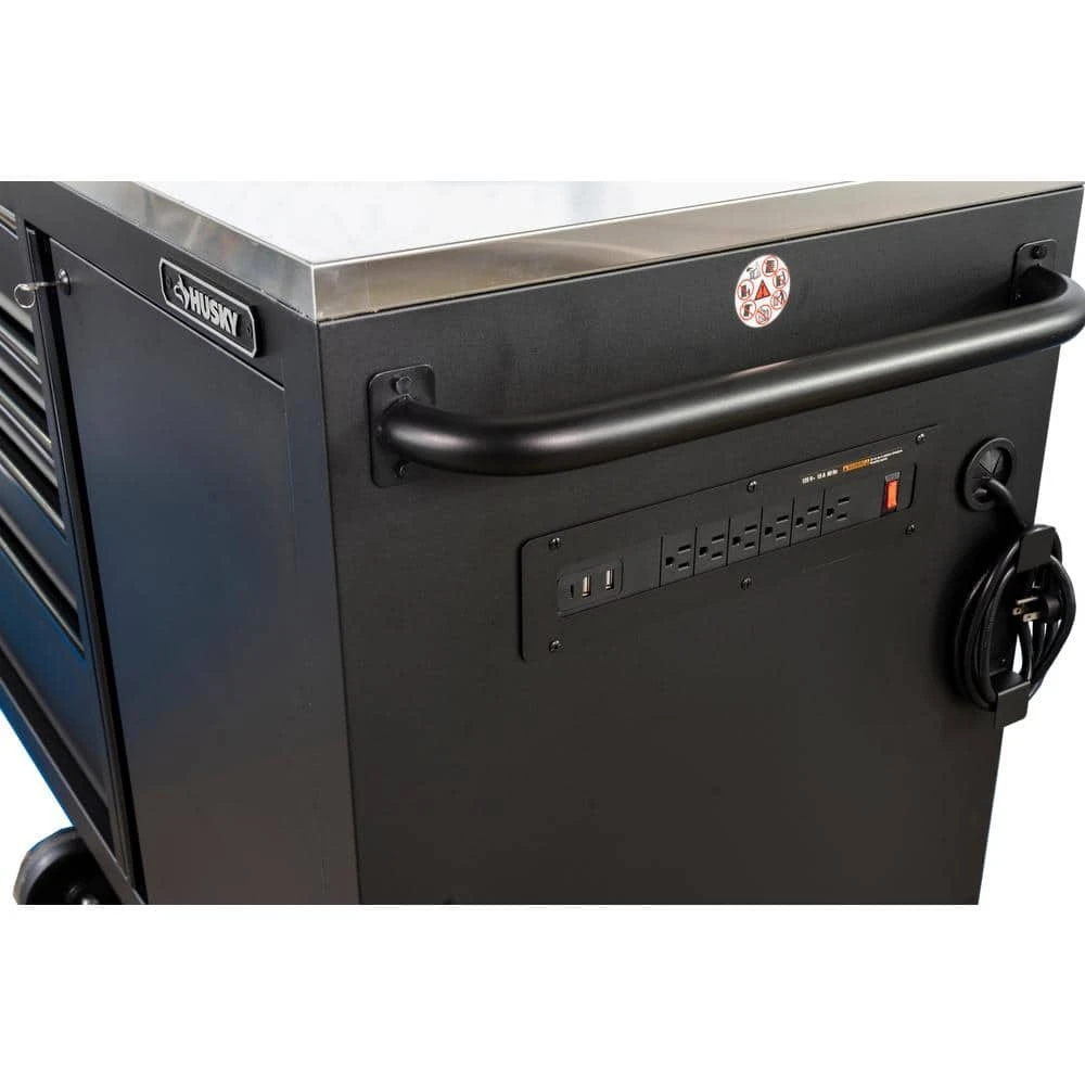 Husky 108 In. W X 24 In. D 9-Drawer Heavy-Duty Mobile Workbench With Stainless Steel Top In Matte Black 11 Husky 108 In. W X 24 In. D 9-Drawer Heavy-Duty Mobile Workbench With Stainless Steel Top In Matte Black - Image 11