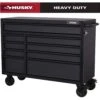 Husky Heavy-Duty 52 In. 9-Drawer Matte Black Rolling Tool Cabinet