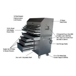 Husky HD 46 In. Wide 24.5 In. Deep 12-Drawer Tool Chest And Rolling Cab Set, Matte Black -Husky Shop matte black husky tool chest combos hotc4612bb1s 31 1000