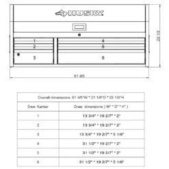 Husky Heavy-Duty 52 In. W 6-Drawer, Deep Tool Chest In Matte Black -Husky Shop matte black husky top tool chests h52ch6hd d4 1000