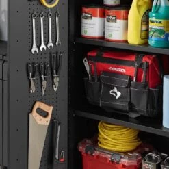 Husky Regular Duty Welded 24-Gauge Steel Freestanding Garage Cabinet In Black (30.5 In. W X 75 In. H X 19.6 In. D) 14 Husky Regular Duty Welded 24-Gauge Steel Freestanding Garage Cabinet In Black (30.5 In. W X 75 In. H X 19.6 In. D) -Husky Shop matte black powder coating husky free standing cabinets g3002l us 66 1000