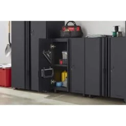 Husky Regular Duty Welded 24-Gauge Steel 2-Door Garage Base Cabinet In Black (24 In. W X 33 In. H X 16 In. D) 21 Husky Regular Duty Welded 24-Gauge Steel 2-Door Garage Base Cabinet In Black (24 In. W X 33 In. H X 16 In. D) -Husky Shop matte black powder coating husky free standing cabinets h24bc2door 31 1000