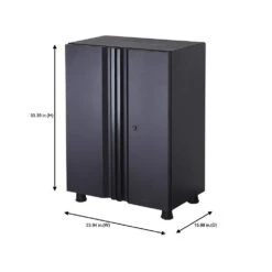 Husky Regular Duty Welded 24-Gauge Steel 2-Door Garage Base Cabinet In Black (24 In. W X 33 In. H X 16 In. D) 13 Husky Regular Duty Welded 24-Gauge Steel 2-Door Garage Base Cabinet In Black (24 In. W X 33 In. H X 16 In. D) -Husky Shop matte black powder coating husky free standing cabinets h24bc2door a0 1000