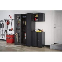 Husky 3-Piece Regular Duty Welded Steel Garage Storage System In Black -Husky Shop matte black power coating husky garage storage systems gs05403 1d a0 1000