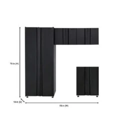 Husky 4-Piece Regular Duty Welded Steel Garage Storage System In Black -Husky Shop matte black power coating husky garage storage systems gs07804 1d 1d 1000