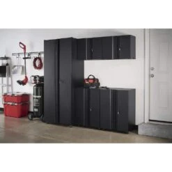 Husky 5-Piece Regular Duty Welded Steel Garage Storage System In Black (78.4 In. W X 75 In. H X 19.6 In. D) -Husky Shop matte black power coating husky garage storage systems gs07805 2d 40 1000