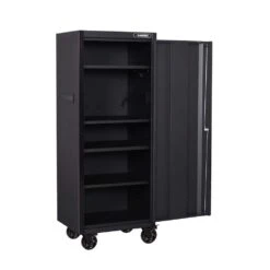 Husky Tool Storage 27 In. W X 23 In. D Heavy Duty Matte Black 4-Shelf Rolling Side Tool Locker 24 Husky Tool Storage 27 In. W X 23 In. D Heavy Duty Matte Black 4-Shelf Rolling Side Tool Locker -Husky Shop matte black side tool cabinets lockers h27locker4 fa 1000