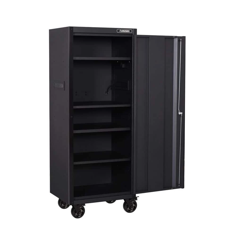 Husky Tool Storage 27 In. W X 23 In. D Heavy Duty Matte Black 4-Shelf Rolling Side Tool Locker 12 Husky Tool Storage 27 In. W X 23 In. D Heavy Duty Matte Black 4-Shelf Rolling Side Tool Locker - Image 12