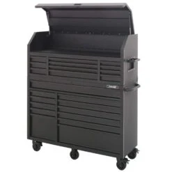 Husky 56 In. W X 22 In. D Heavy Duty 23-Drawer Combination Rolling Tool Chest And Top Tool Cabinet Set In Matte Black -Husky Shop matte black with black finishes husky tool chest combos hotc5623bb2s 66 1000