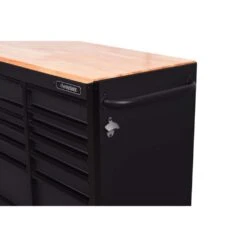 Husky Heavy-Duty 72 In. W X 24 In. D 15-Drawer Matte Black Mobile Workbench Cabinet With Solid Wood Top -Husky Shop matte black with black trim husky mobile workbenches h72mwc15blk 44 1000